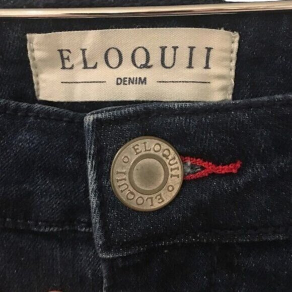 Eloquii High Rise Assymetrical Hem Jeans Women's Size 22 Medium Dark Wash Flatte - Picture 11 of 12